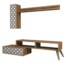 Hanah Home Mueble de TV Planet Nogal y Blanco